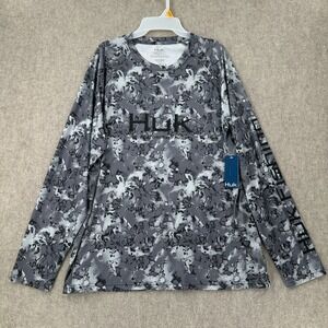 HUK Performance Long Sleeve UPF+ 50 Pursuit Fin Flats Tech Crewneck Pullover LG